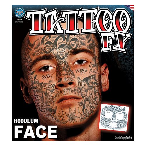 Temporary Tattoos- Hoodlum Full Face Temporary Tattoos- Hoodlum Full Face