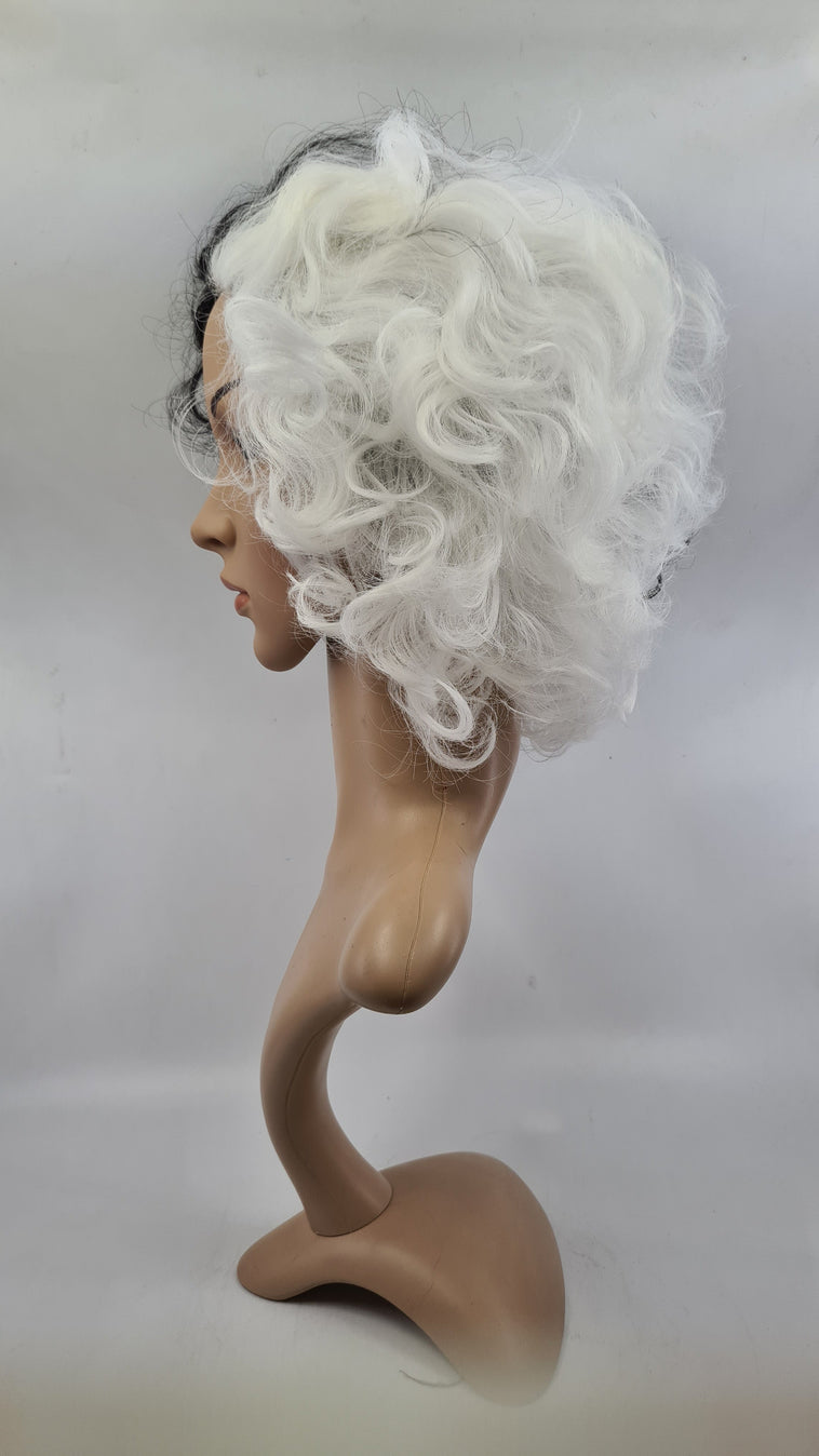 Wig- Estella/Cruella- Curly Black and White Wig- Estella/Cruella- Curly Black and White