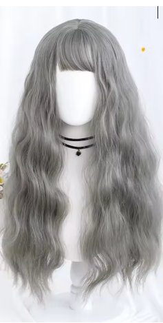 Lacey- Long Wavy Grey Blue