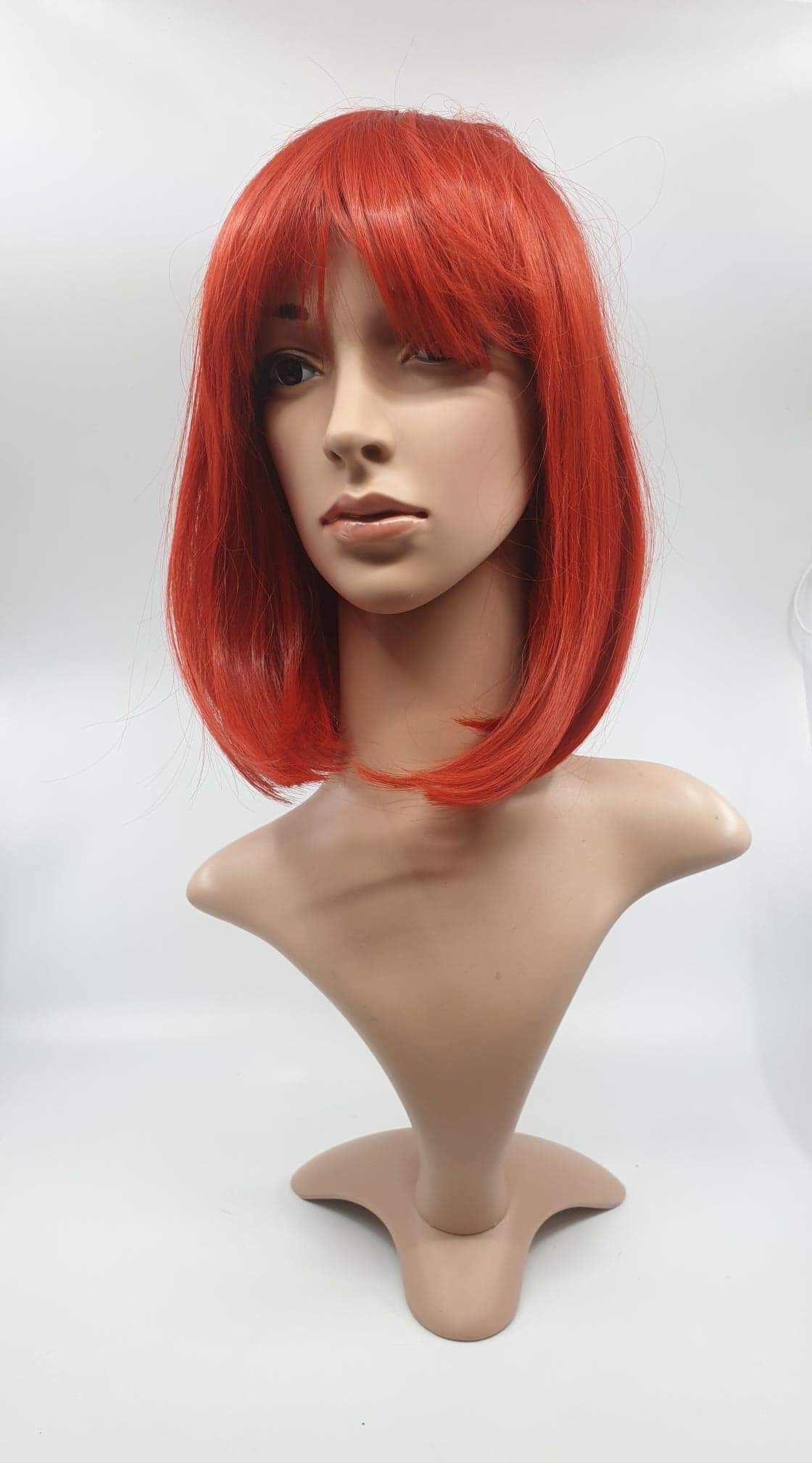 WIG- 35CM RED BOB WITH FRINGE