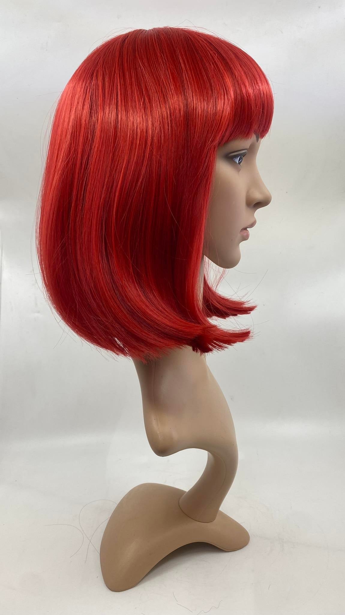 WIG- 35CM RED BOB WITH FRINGE