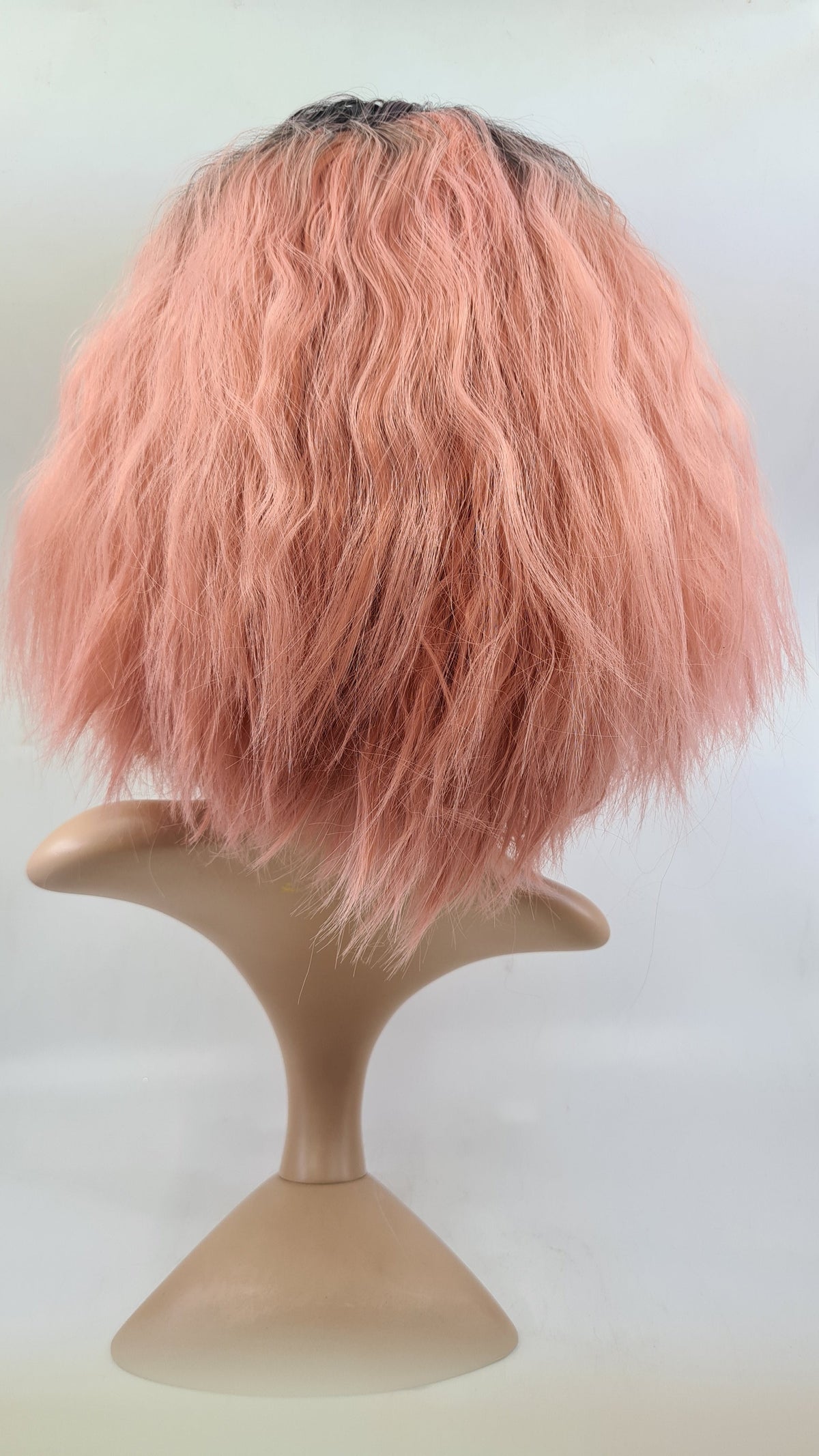 Wig- Kimberly- Ombre Black to Pink Kinked Lob
