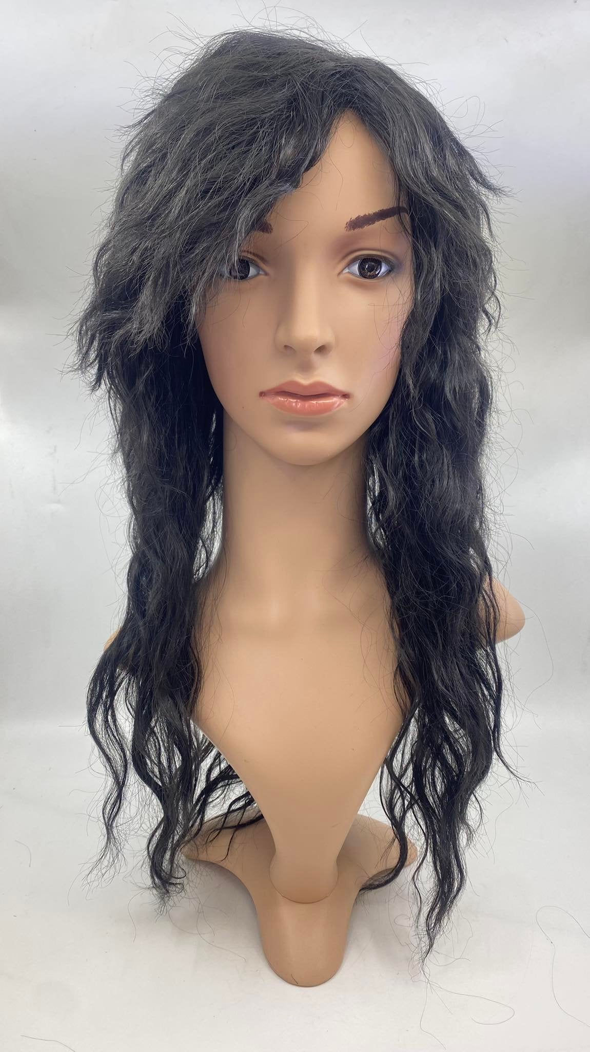 WIG- MENS LONG KINLY CURLY JET BLACK